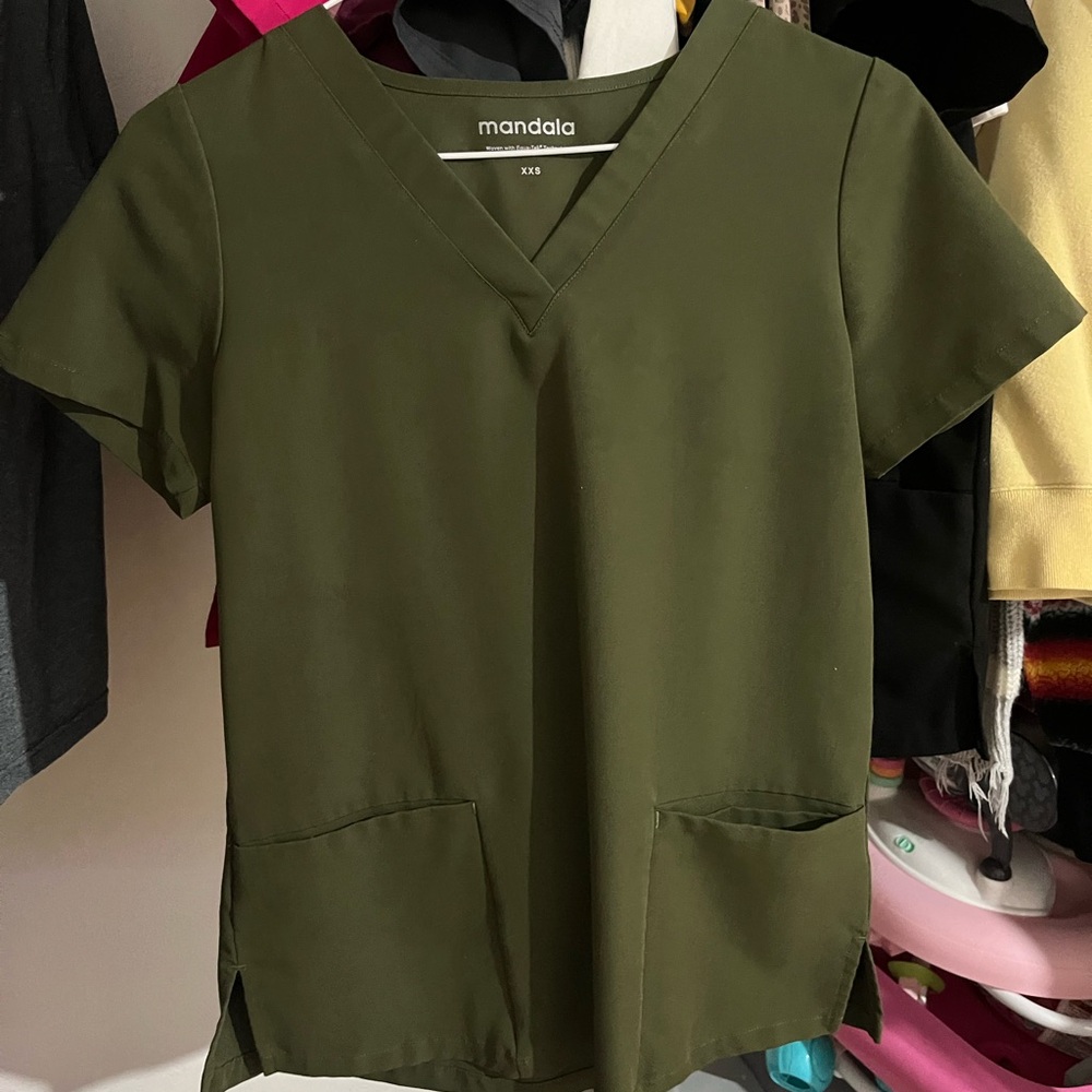 Mandala Olive Short Sleeve Women's Top